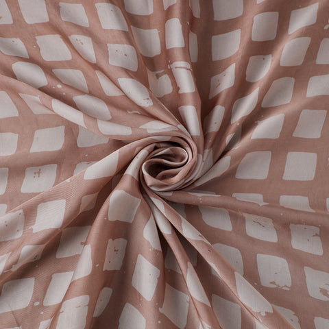 Brown - kutch batik modal silk fabric 05 - handcrafted