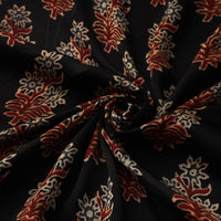 Black - Hand Block Printed Modal Silk Ajrakh Fabric 35