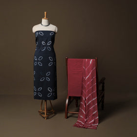 Shibori Tie-Dye Cotton 3pc Unstitched Dress Material Suit Set 12