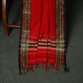 Red - Dharwad Woven Mercerised Cotton 3pc Unstitched Dress Material Suit Set 11