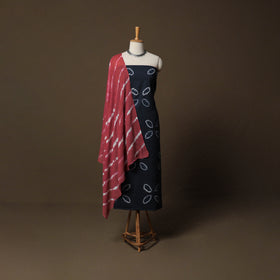 Shibori Tie-Dye Cotton 3pc Unstitched Dress Material Suit Set 12