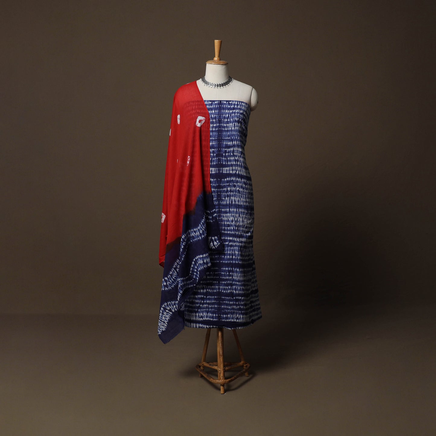 Shibori Tie-Dye Cotton 3pc Unstitched Dress Material Suit Set 13