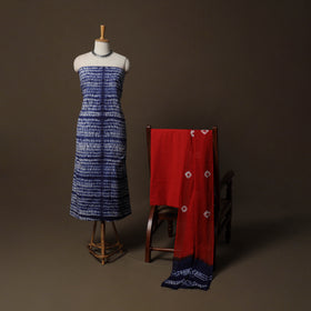 Shibori Tie-Dye Cotton 3pc Unstitched Dress Material Suit Set 13