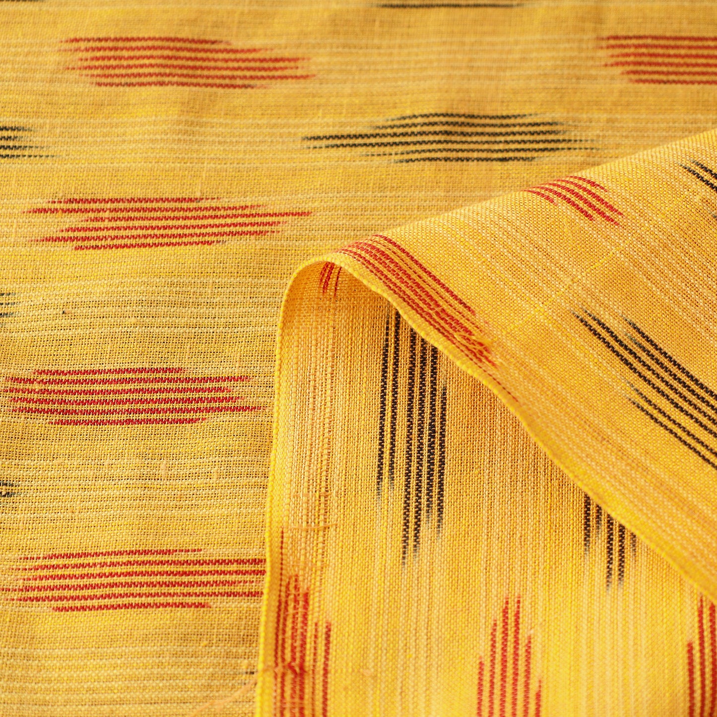 Yellow - Pure Cotton Pochampally Ikat Fabric 23