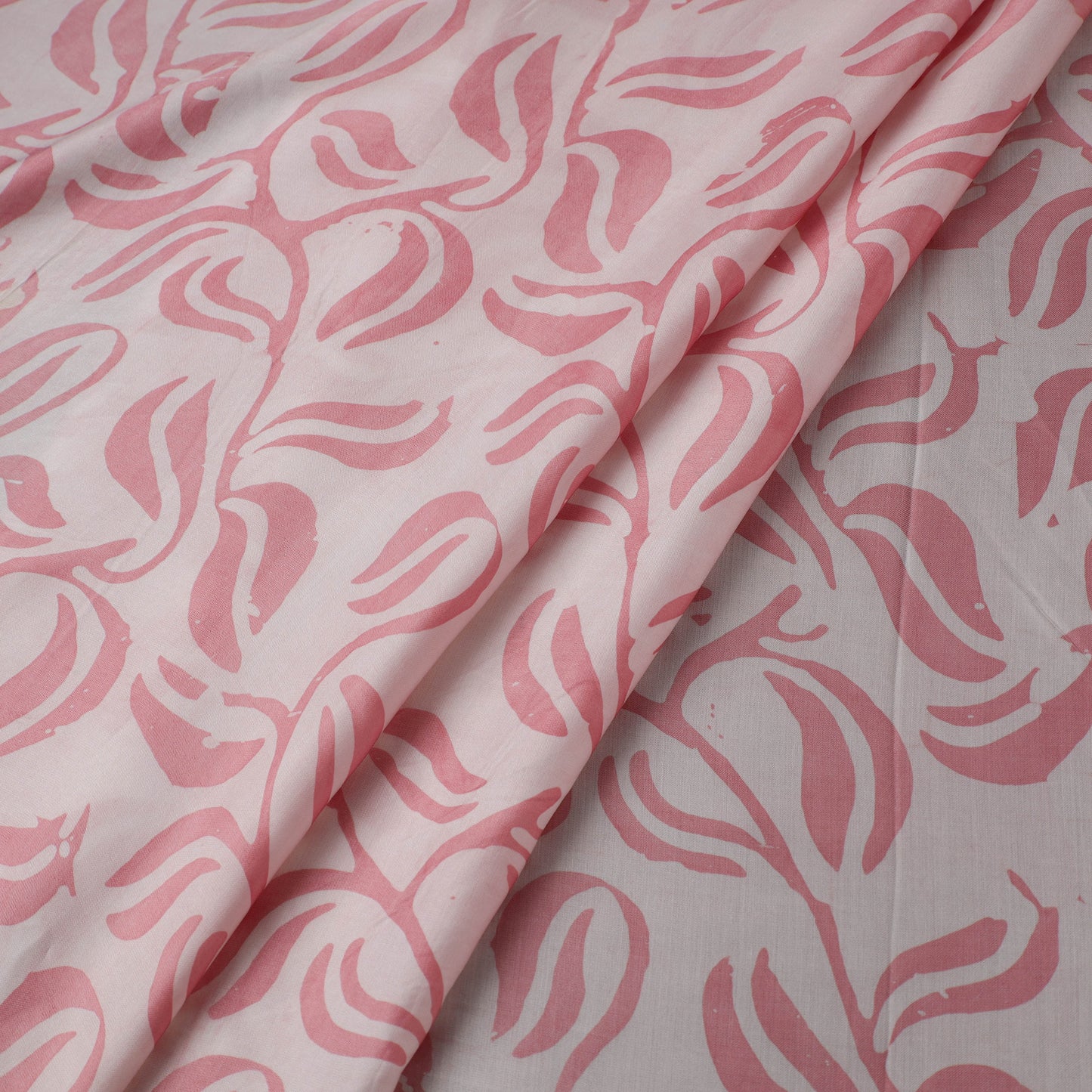 Pink - kutch batik modal silk fabric 02 - handcrafted