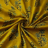 Yellow - Hand Block Printed Modal Silk Ajrakh Fabric 38