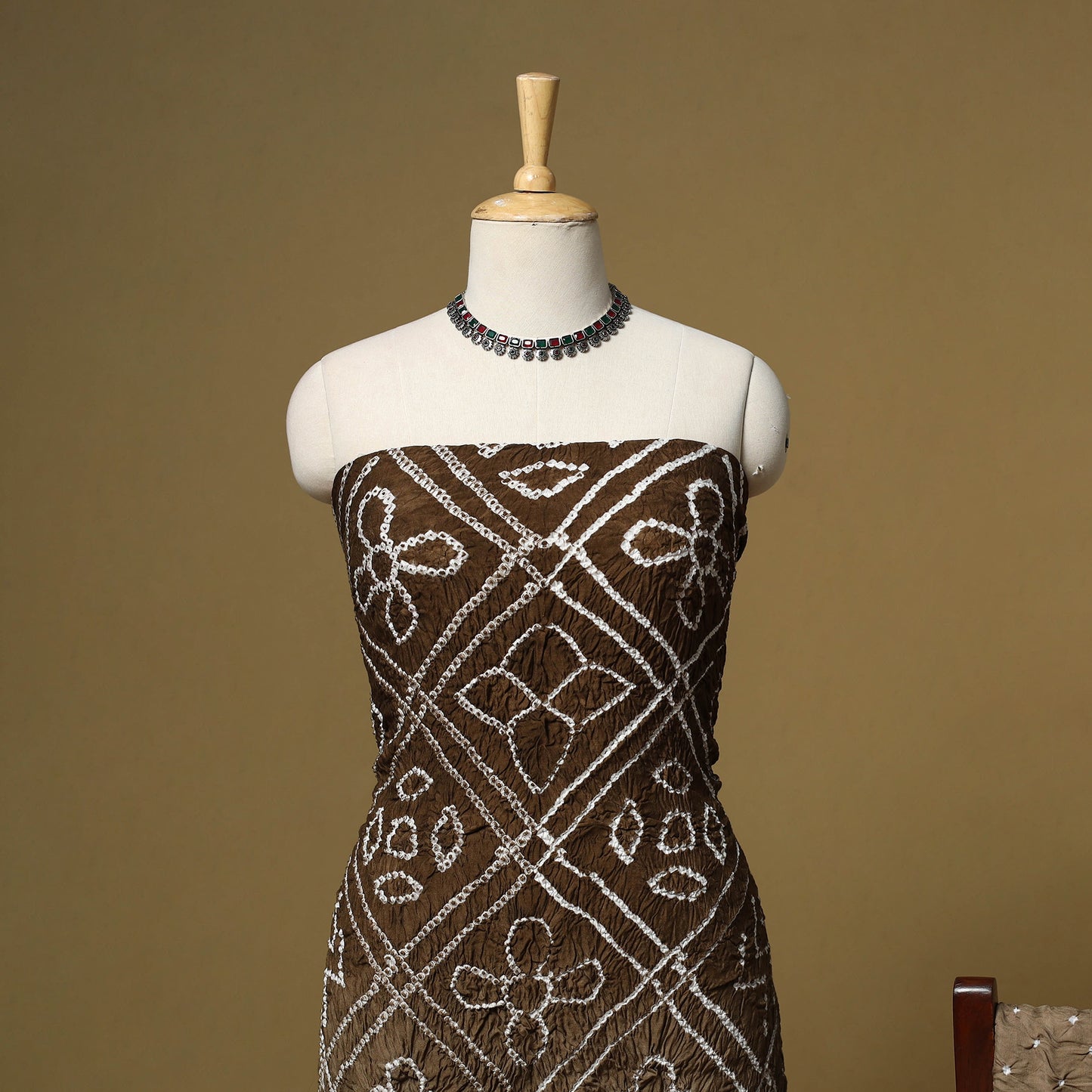 Kutch Tie-Dye Bandhani Modal Silk 3pc Unstitched Dress Material 53