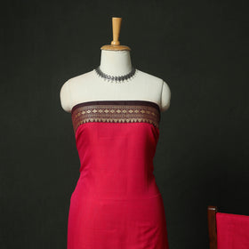 Red - Dharwad Woven Mercerised Cotton 3pc Unstitched Dress Material Suit Set 12