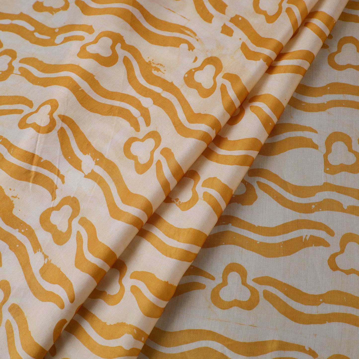 Yellow - kutch batik modal silk fabric 30 - handcrafted