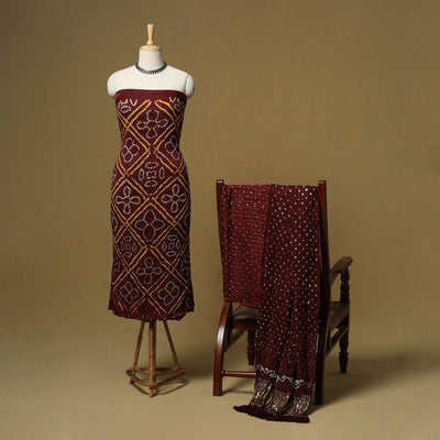 Kutch Tie-Dye Bandhani Modal Silk 3pc Unstitched Dress Material 54