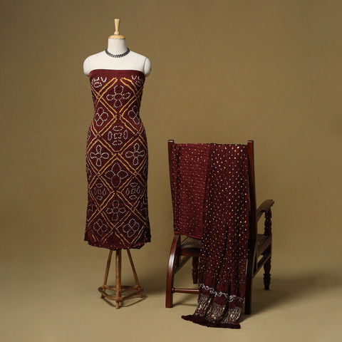 Kutch Tie-Dye Bandhani Modal Silk 3pc Unstitched Dress Material 54