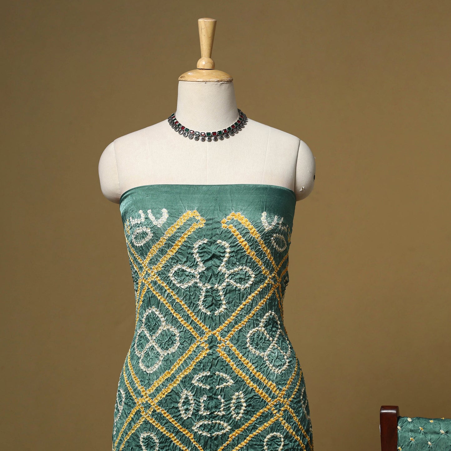 Kutch Tie-Dye Bandhani Modal Silk 3pc Unstitched Dress Material 55