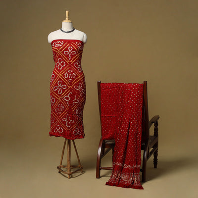 Kutch Tie-Dye Bandhani Modal Silk 3pc Unstitched Dress Material 56