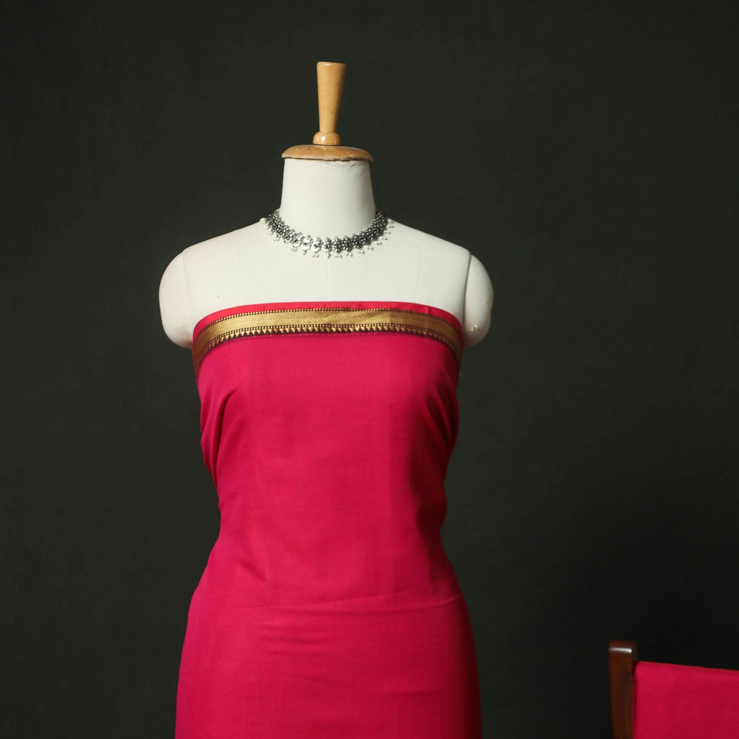 Pink - Dharwad Woven Mercerised Cotton 3pc Unstitched Dress Material Suit Set 14