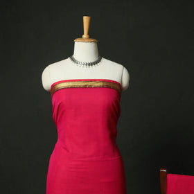 Pink - Dharwad Woven Mercerised Cotton 3pc Unstitched Dress Material Suit Set 14