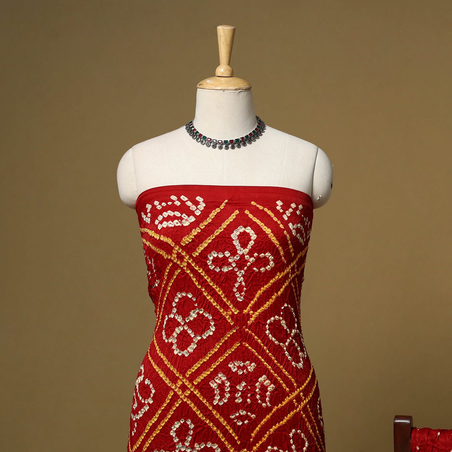 Kutch Tie-Dye Bandhani Modal Silk 3pc Unstitched Dress Material 56