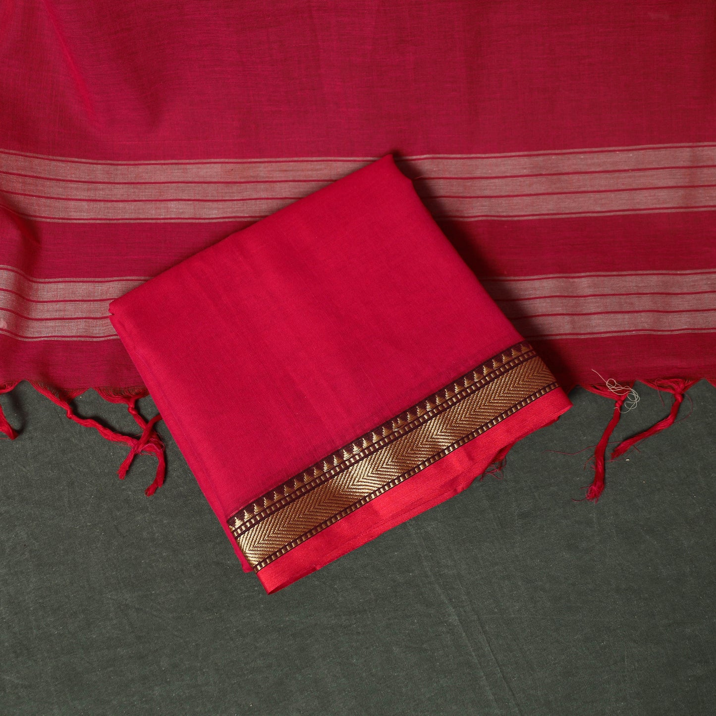 Pink - Dharwad Woven Mercerised Cotton 3pc Unstitched Dress Material Suit Set 14