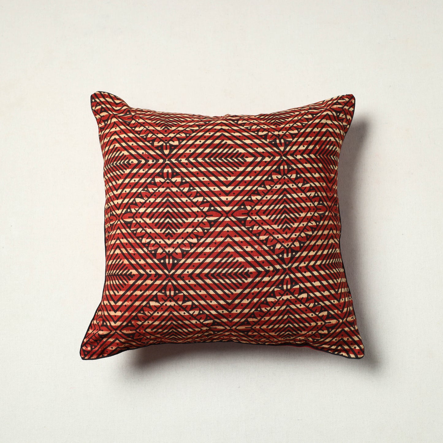 Multicolor - Block Printed Cotton Ajrakh Cushion Cover (16 x 16 in) 02