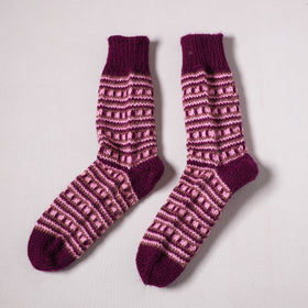 Acrylic Woolen Socks for Winter, Hand Knitted in Kumaun (Adults) 14