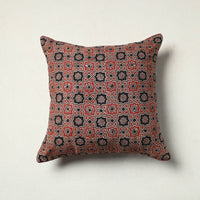 Brown - Block Printed Cotton Ajrakh Cushion Cover (16 x 16 in) 03