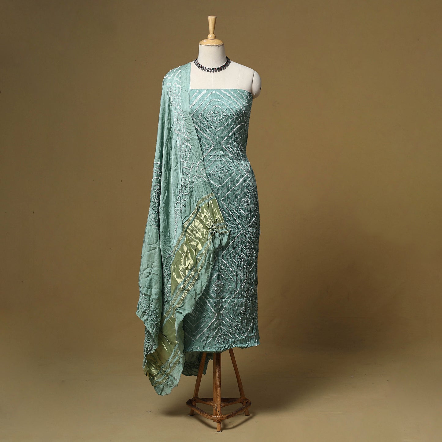 Kutch Tie-Dye Bandhani Modal Silk 3pc Unstitched Dress Material 57