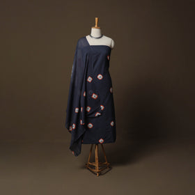 Shibori Tie-Dye Cotton 3pc Unstitched Dress Material Suit Set 18