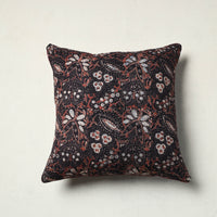 Black - Block Printed Cotton Ajrakh Cushion Cover (16 x 16 in) 06