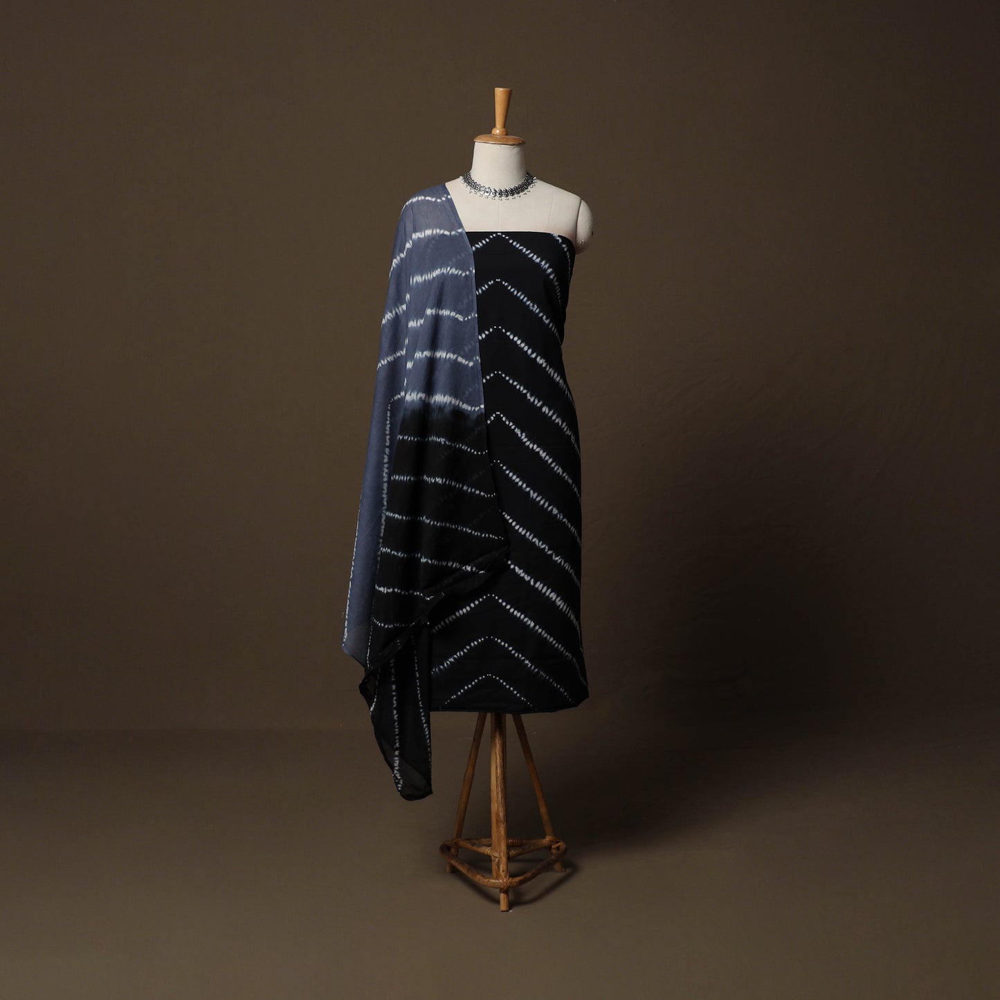 Shibori Tie-Dye Cotton 3pc Unstitched Dress Material Suit Set 19