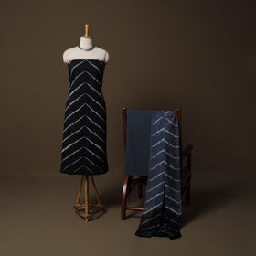 Shibori Tie-Dye Cotton 3pc Unstitched Dress Material Suit Set 19