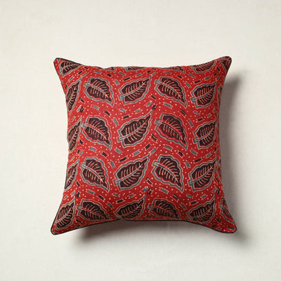 Red - Block Printed Cotton Ajrakh Cushion Cover (16 x 16 in) 08