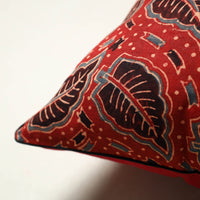 Red - Block Printed Cotton Ajrakh Cushion Cover (16 x 16 in) 08