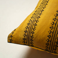 Yellow - Block Printed Cotton Ajrakh Cushion Cover (16 x 16 in) 10