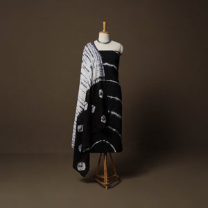 Black - Shibori Tie-Dye Cotton 3pc Unstitched Dress Material Suit Set 21