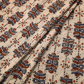 Beige Hakoba Natural Dyed Cotton Ajrakh Print Fabric