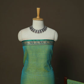 Dharwad Checks Mercerised Cotton 3pc Unstitched Dress Material Suit Set with Woven Border 01