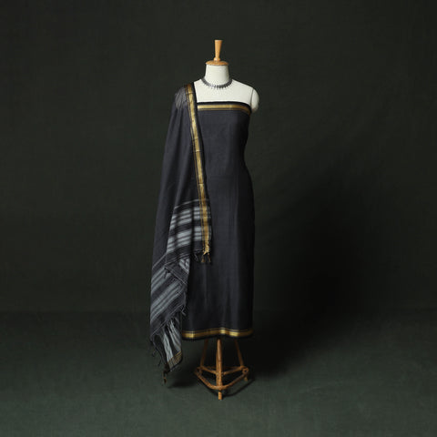 Dharwad Woven Mercerised Cotton 3pc Unstitched Dress Material Suit Set 17