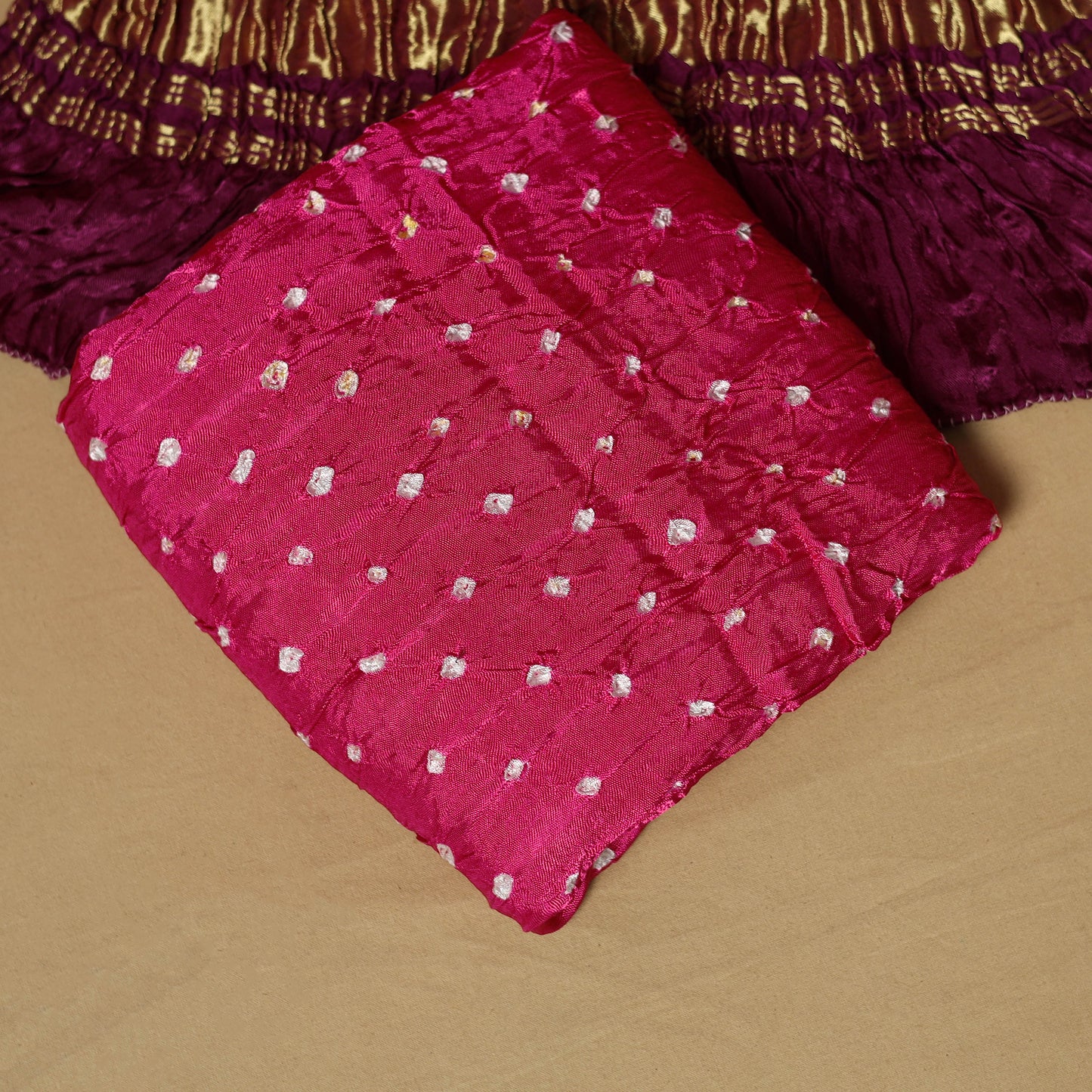 Kutch Tie-Dye Bandhani Modal Silk 3pc Unstitched Dress Material 61