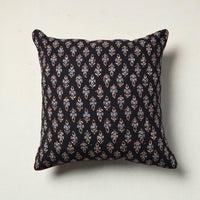 Black - Block Printed Cotton Ajrakh Cushion Cover (16 x 16 in) 13