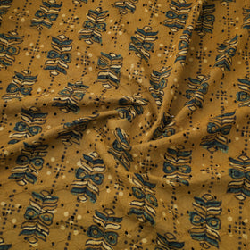 Yellow Hakoba Natural Dyed Cotton Ajrakh Print Fabric