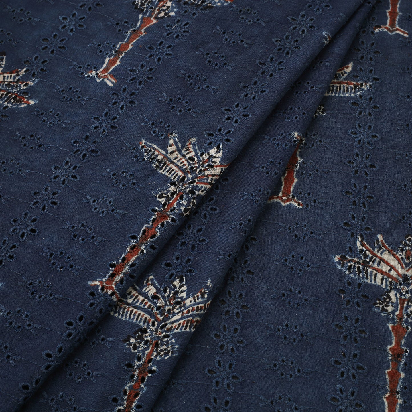 Blue Hakoba Natural Dyed Cotton Ajrakh Print Fabric