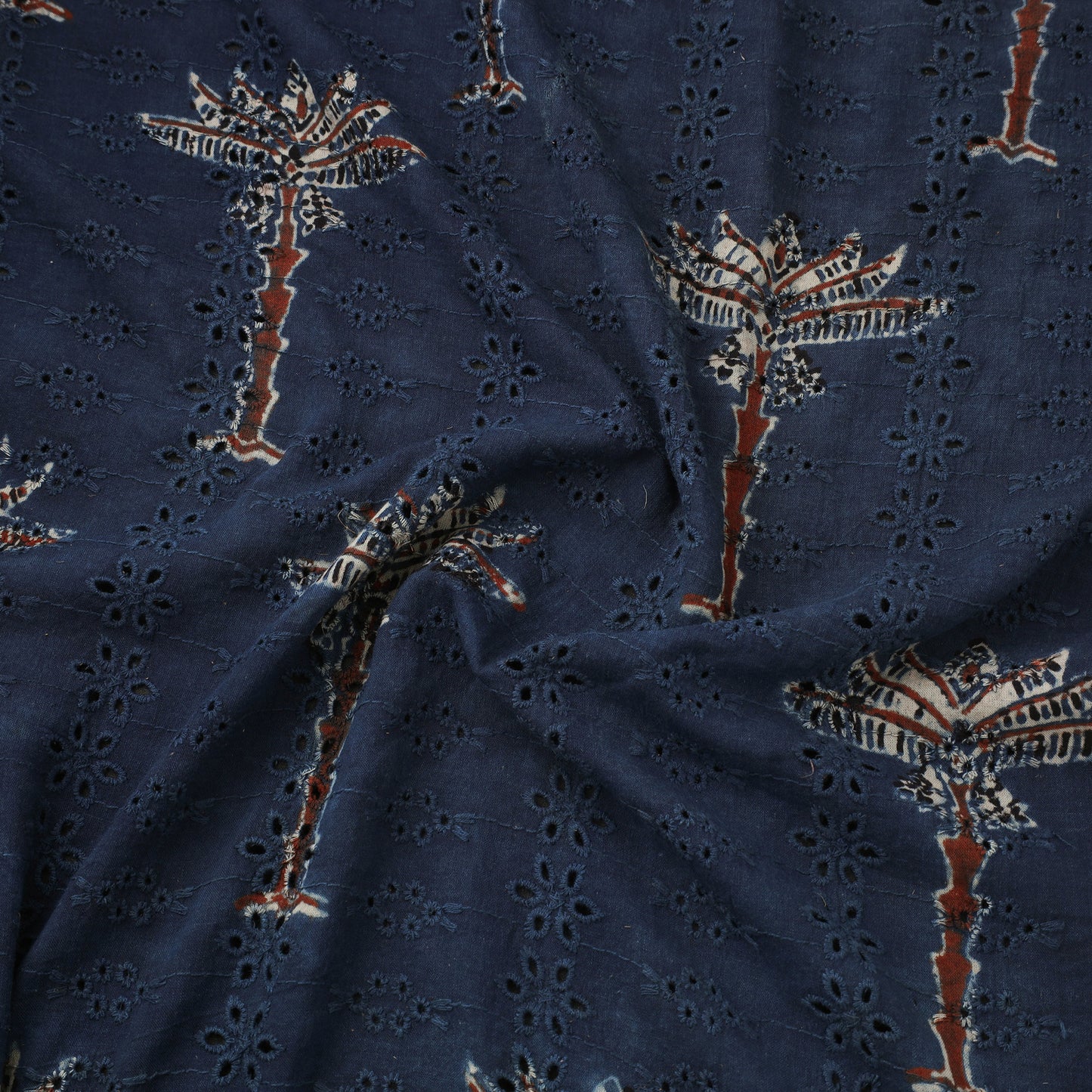 Blue Hakoba Natural Dyed Cotton Ajrakh Print Fabric