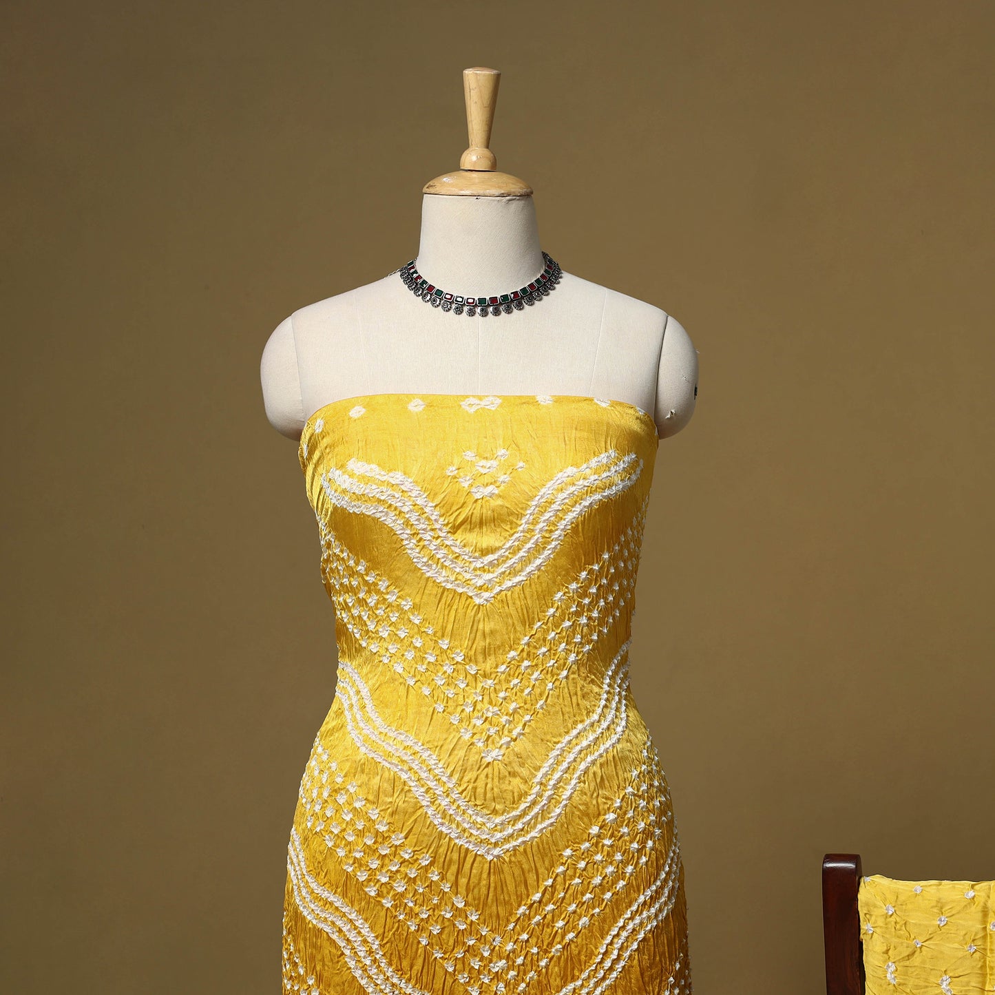 Kutch Tie-Dye Bandhani Modal Silk 3pc Unstitched Dress Material 62