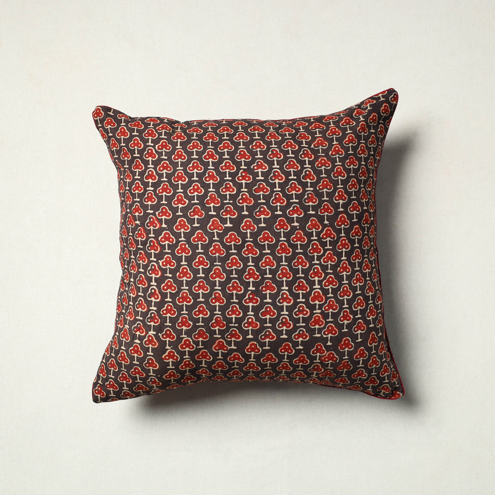 Brown - Block Printed Cotton Ajrakh Cushion Cover (16 x 16 in) 17