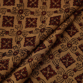  Brown Natural Dyed Mul Cotton Bagh Print Fabric