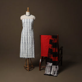 Shibori Tie-Dye Cotton 3pc Unstitched Dress Material Suit Set 25