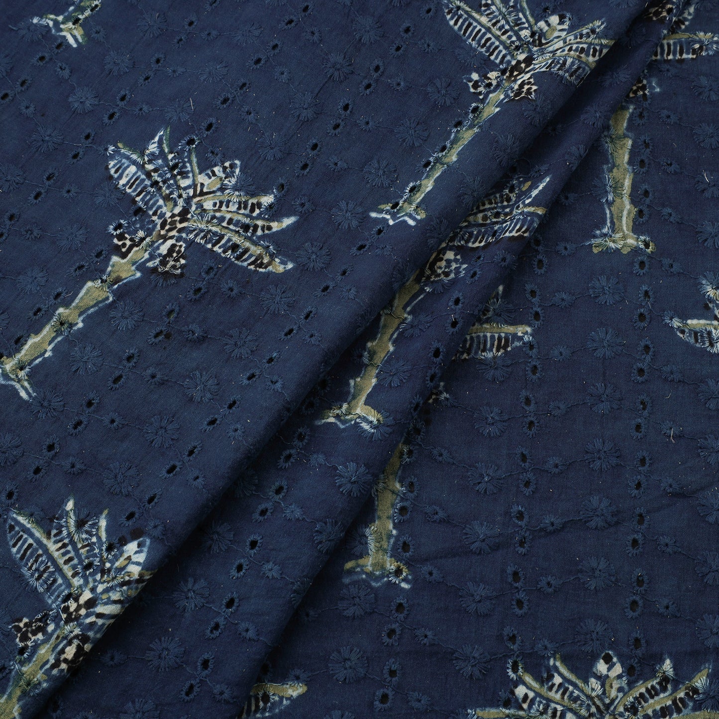 Blue Hakoba Natural Dyed Cotton Ajrakh Print Fabric