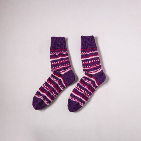 Acrylic Woolen Socks for Winter, Hand Knitted in Kumaun (Adults) 30