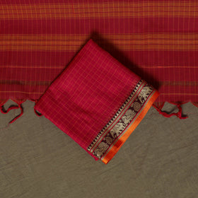 Dharwad Checks Mercerised Cotton 3pc Unstitched Dress Material Suit Set with Woven Border 03