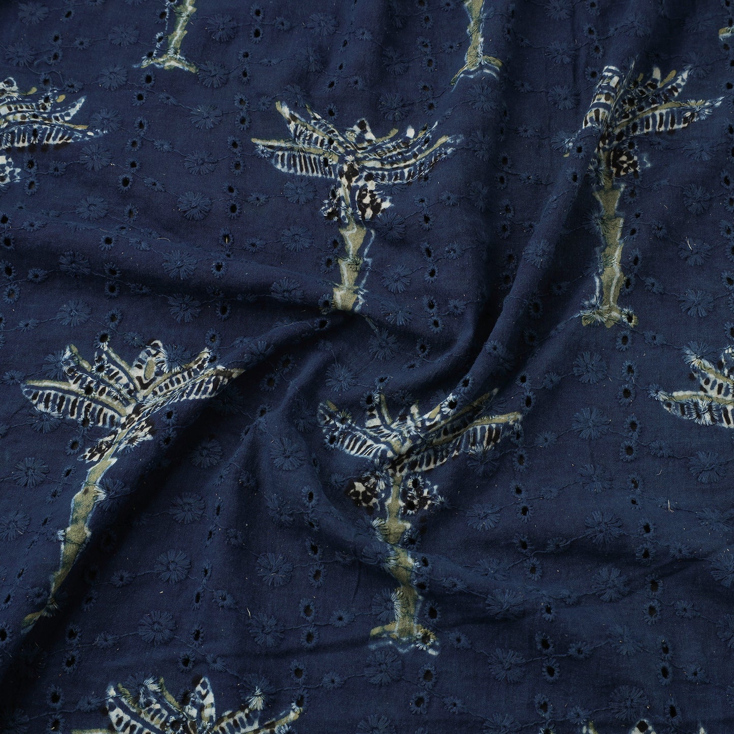 Blue Hakoba Natural Dyed Cotton Ajrakh Print Fabric
