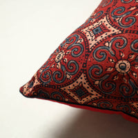 Red - Block Printed Cotton Ajrakh Cushion Cover (16 x 16 in) 22